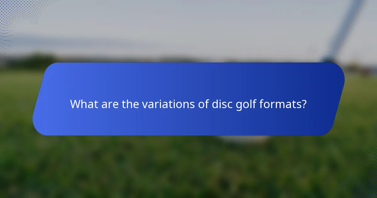 What are the variations of disc golf formats?